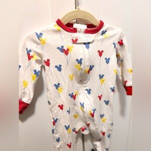 Smocked One Piece Footie with Mickey Mouse Pattern